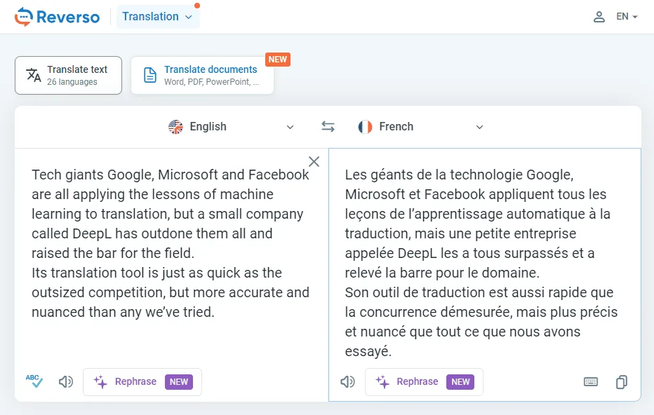 Best Machine (AI) Translation Tools - Reverso